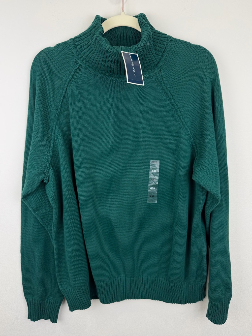 Karen Scott Jersey Turtleneck Sweater XXL Spruce Green 100% Cotton NWT
